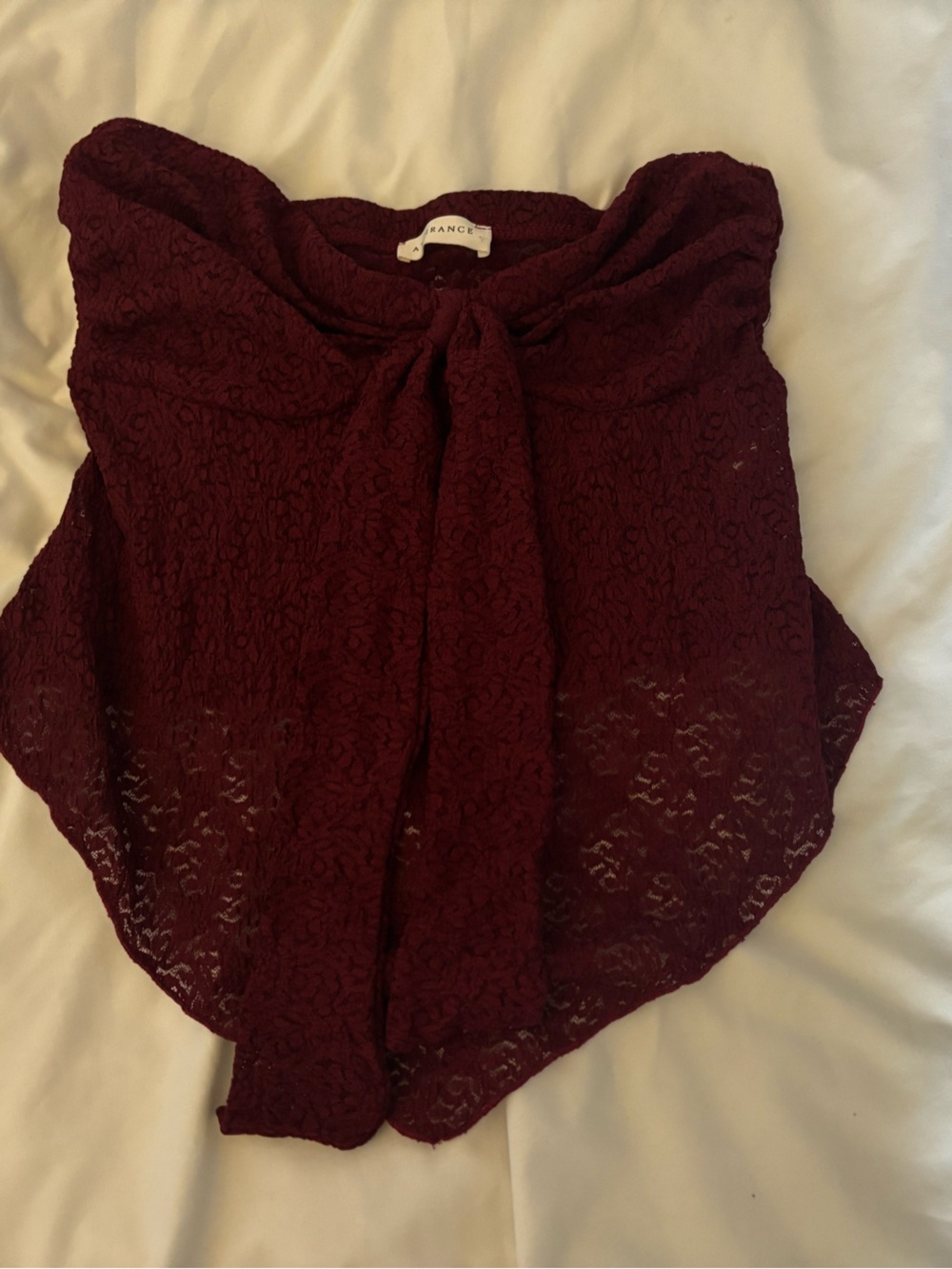 Lace Tie-Front Tank Top - Burgundy